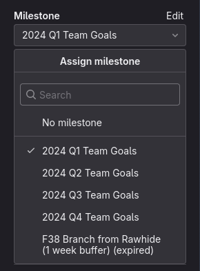 Screenshot of how to update the milestone of a GitLab issue