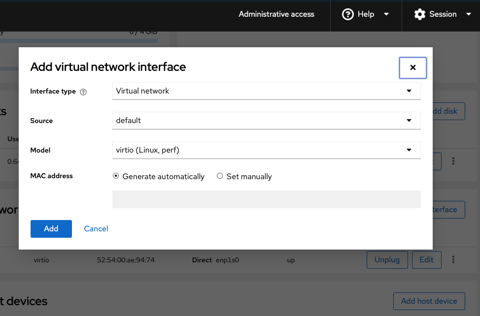 Add network interface