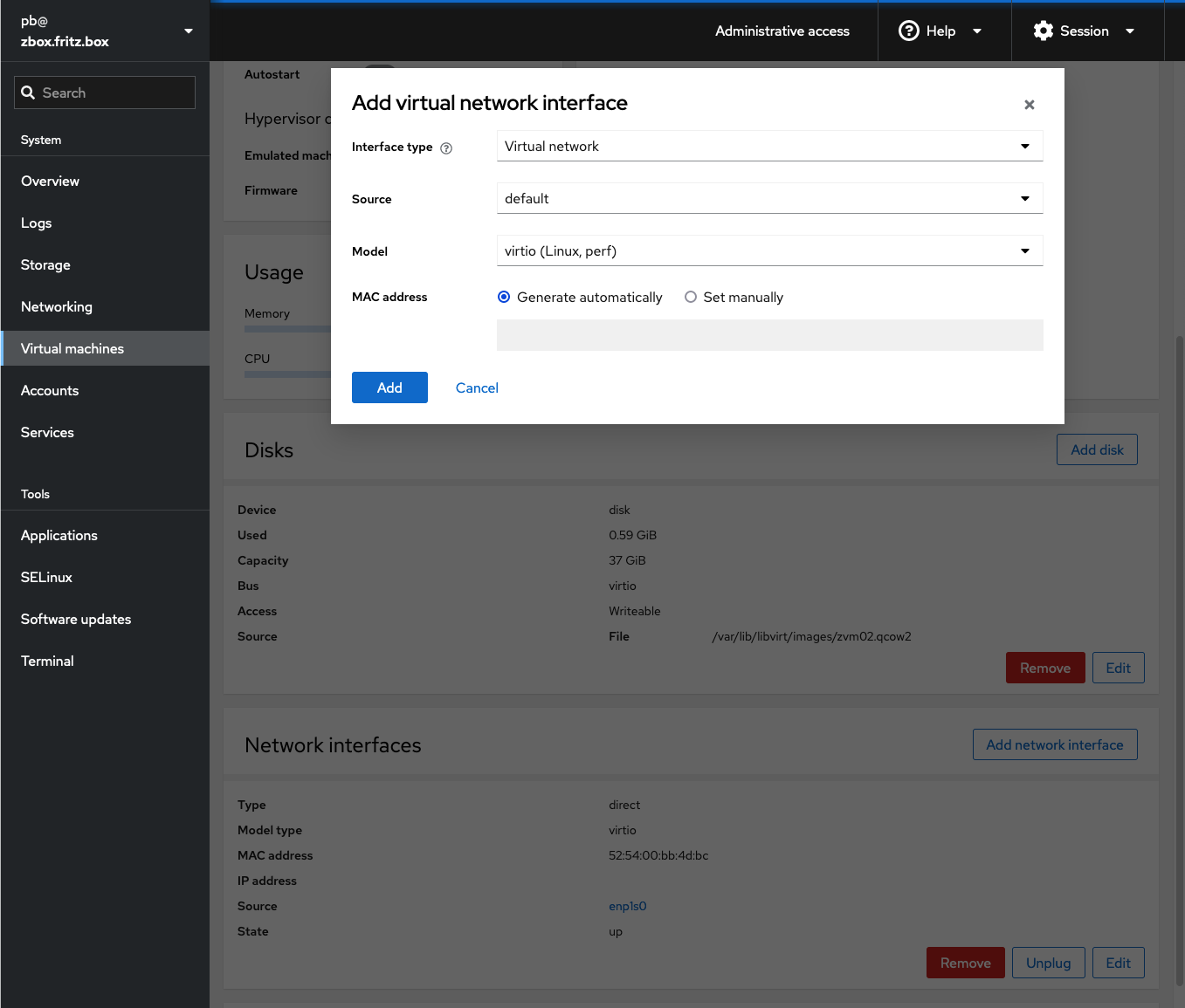 Add network interface