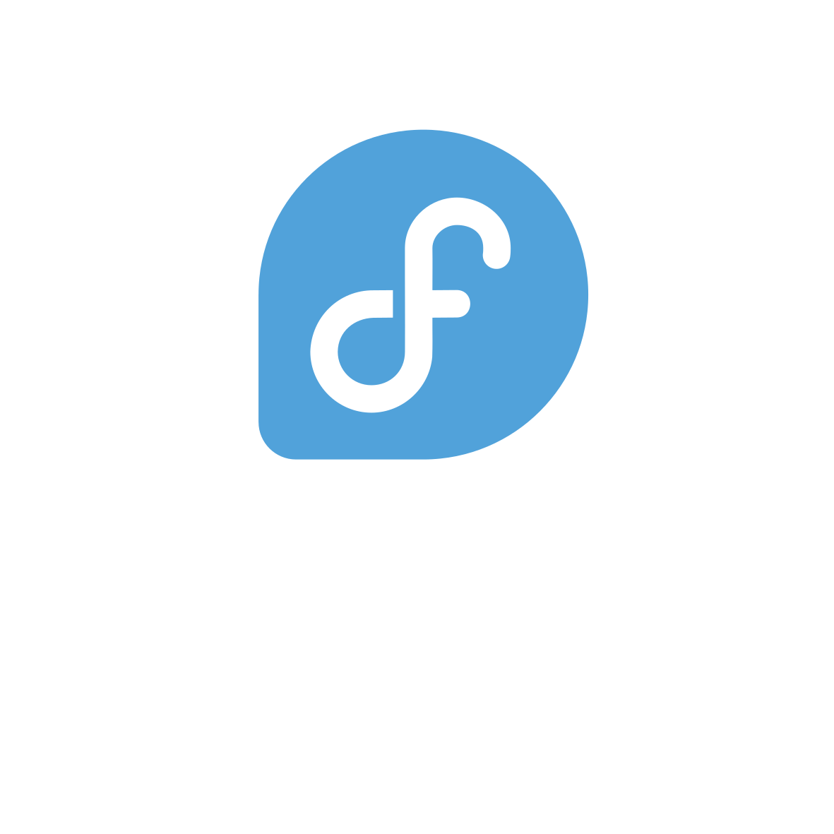 Fedora Logo for Dark Background - White and Blue Logo with White Text