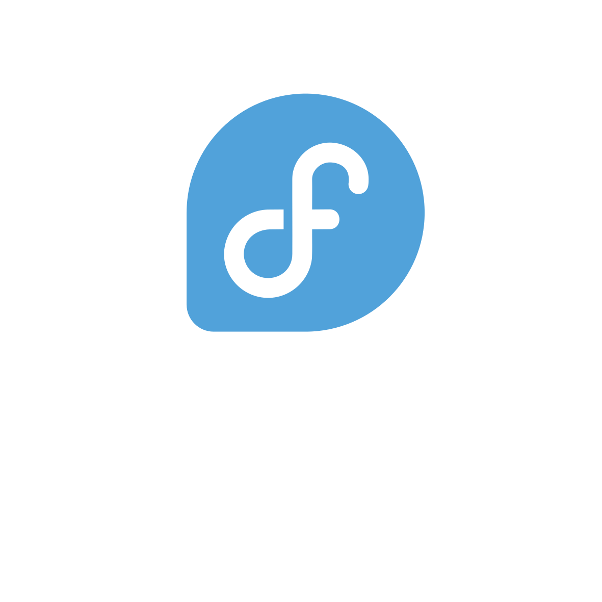 Fedora Logo for Dark Background - Blue Logo with White Text